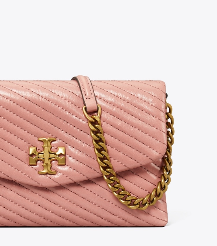 TORY BURCH KIRA MOTO QUILT CHAIN WALLET - Pink Magnolia - Click Image to Close