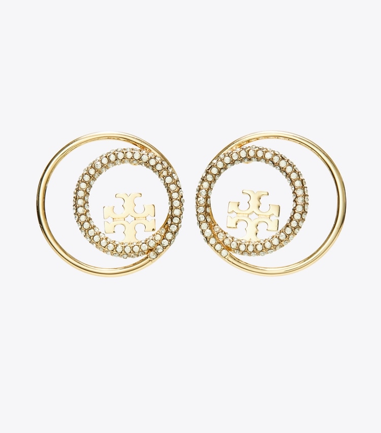 TORY BURCH MILLER RINGS STUD - Tory Gold / Crystal