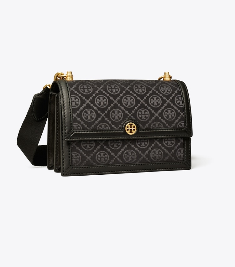 TORY BURCH SMALL T MONOGRAM SHOULDER BAG - Black