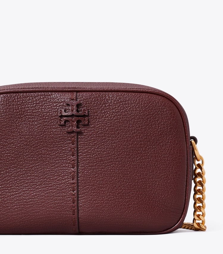 TORY BURCH MCGRAW TEXTURED LEATHER CAMERA BAG - Muscadine - Click Image to Close