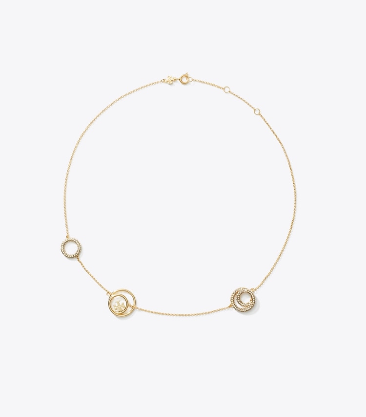 TORY BURCH MILLER RINGS NECKLACE - Tory Gold / Crystal