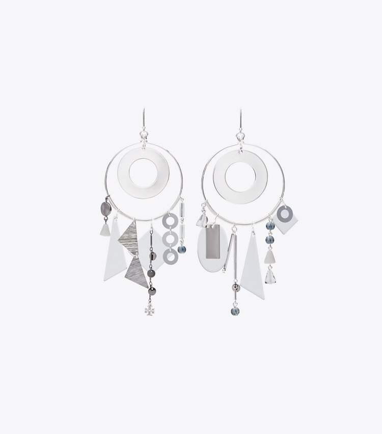 TORY BURCH GALAXY HOOP EARRING - Light Silver / White