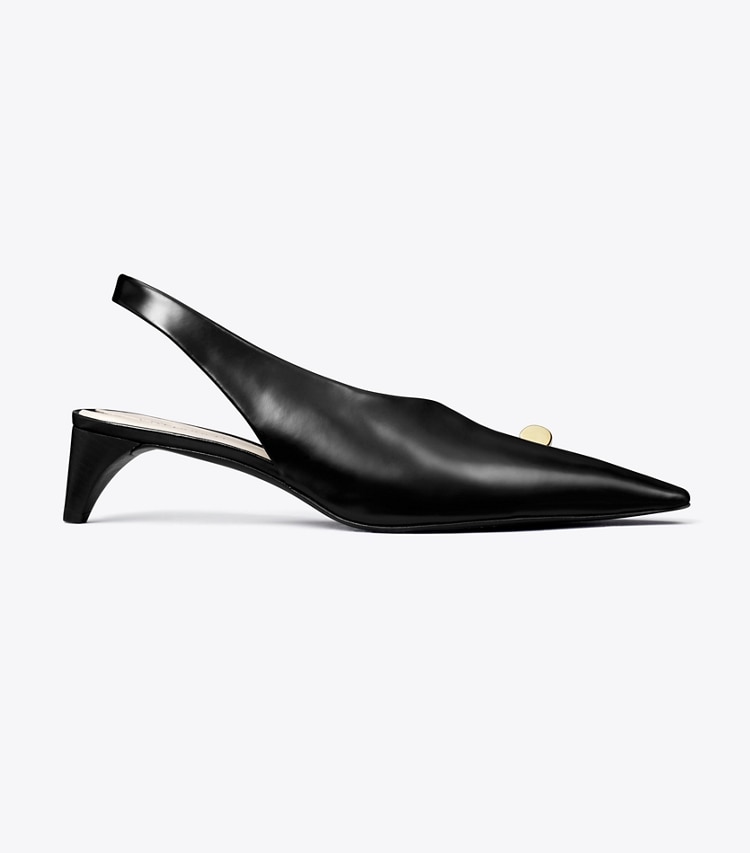 TORY BURCH PIERCED SLINGBACK HEEL - Perfect Black - Click Image to Close