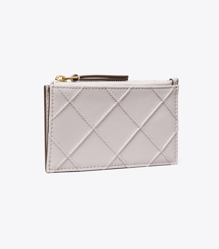 TORY BURCH FLEMING SOFT ZIP CARD CASE - Bay Gray