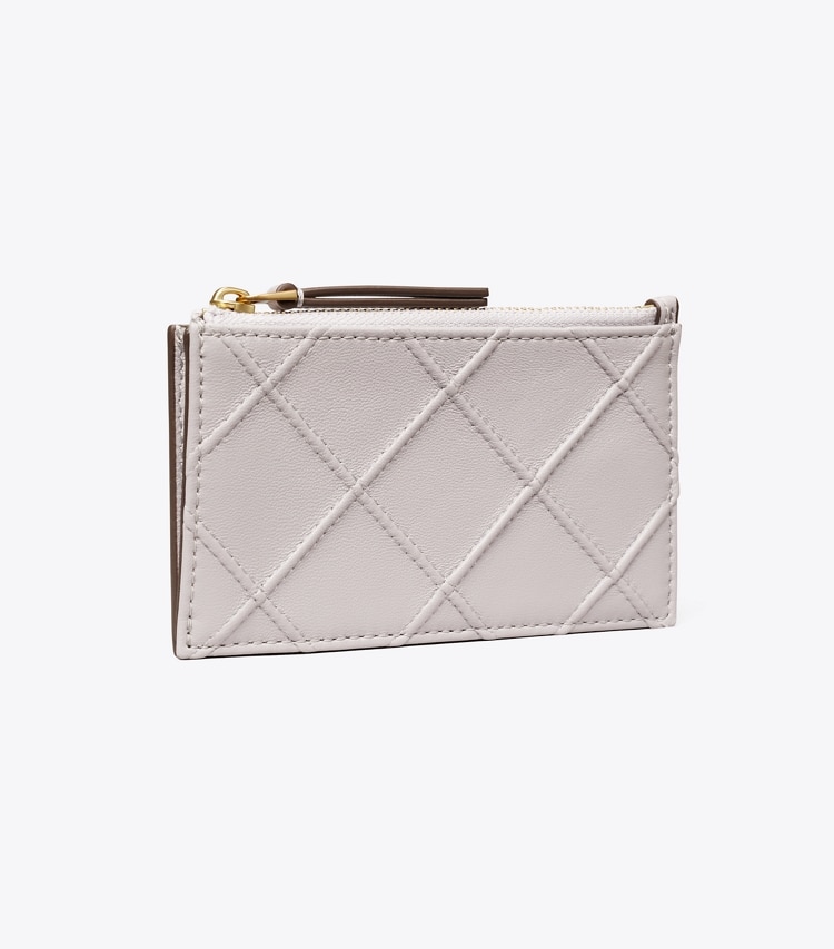 TORY BURCH FLEMING SOFT ZIP CARD CASE - Bay Gray