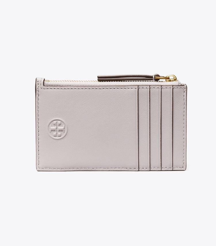 TORY BURCH FLEMING SOFT ZIP CARD CASE - Bay Gray