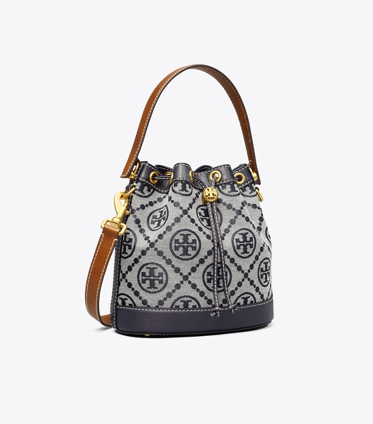 TORY BURCH T MONOGRAM BUCKET BAG - Tory Navy