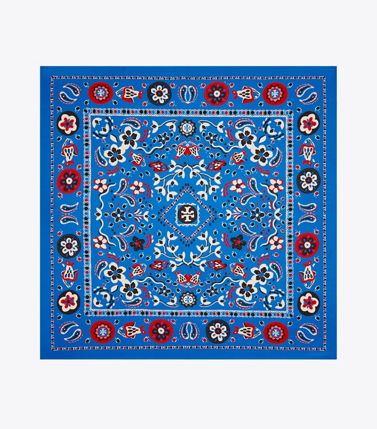 TORY BURCH OVERSIZED PISCES DREAM SILK SQUARE - Blue