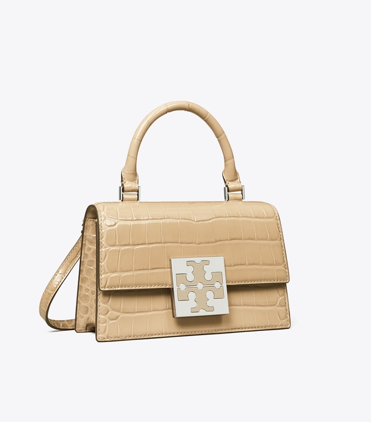 TORY BURCH BON BON CROC-EMBOSSED MINI BAG - Taupe