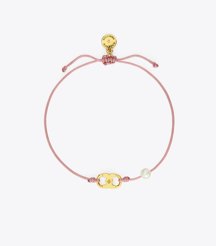 TORY BURCH EMBRACE AMBITION BRACELET - Tory Gold / Pink / Cream - Click Image to Close
