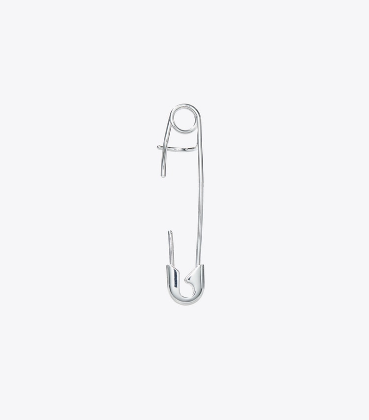 TORY BURCH STATEMENT SAFETY PIN EARRING - Tory Silver