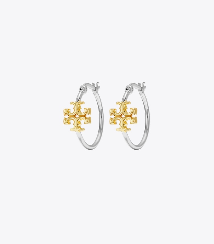 TORY BURCH SMALL ELEANOR HOOP EARRING - Tory Silver / Tory Gold