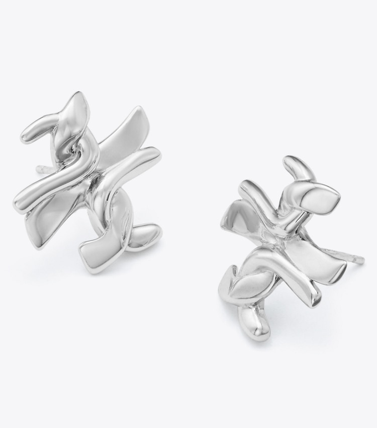 TORY BURCH DELICATE TWISTED T STUD EARRING - Sterling Silver