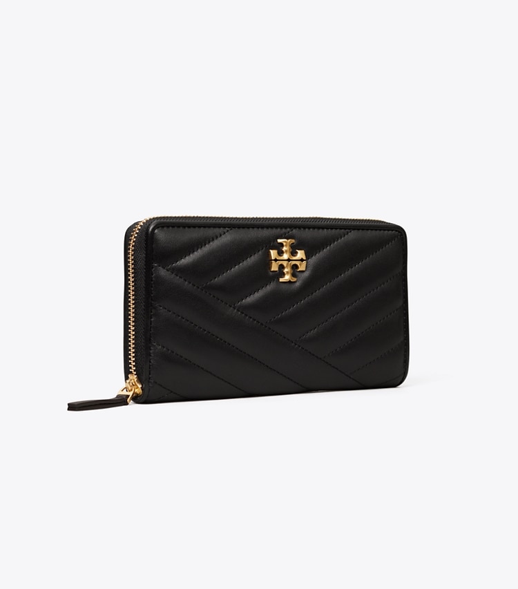 TORY BURCH KIRA CHEVRON ZIP CONTINENTAL WALLET - Black