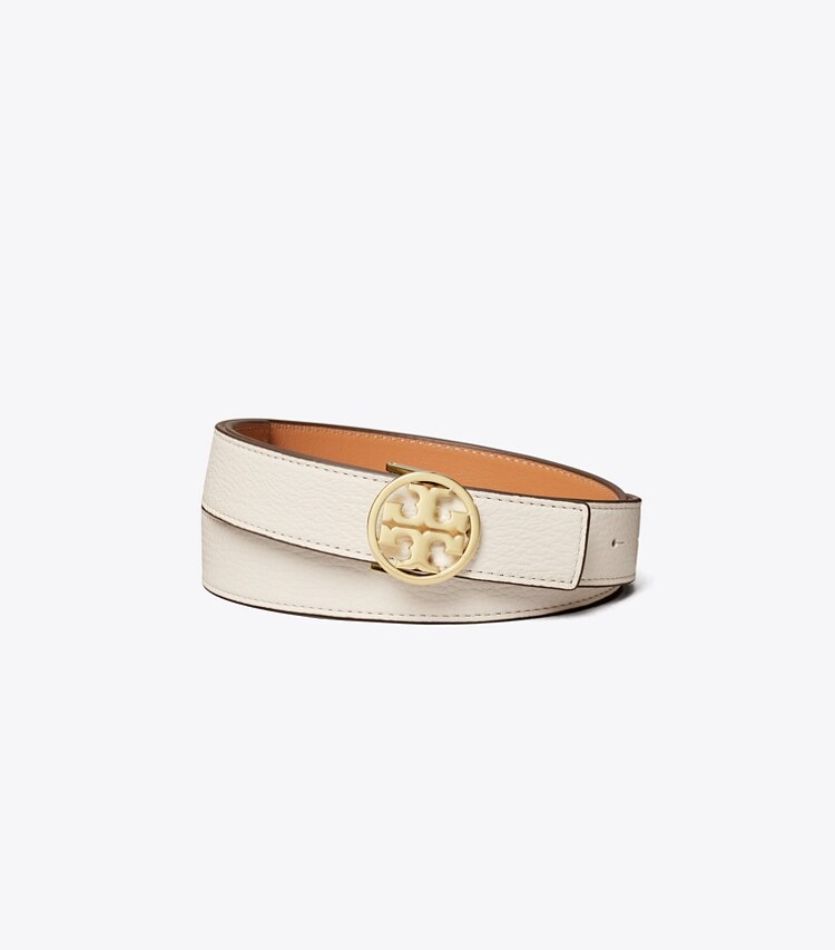 TORY BURCH 1"MILLER REVERSIBLE BELT - New Ivory / Natural Vachetta / Gold