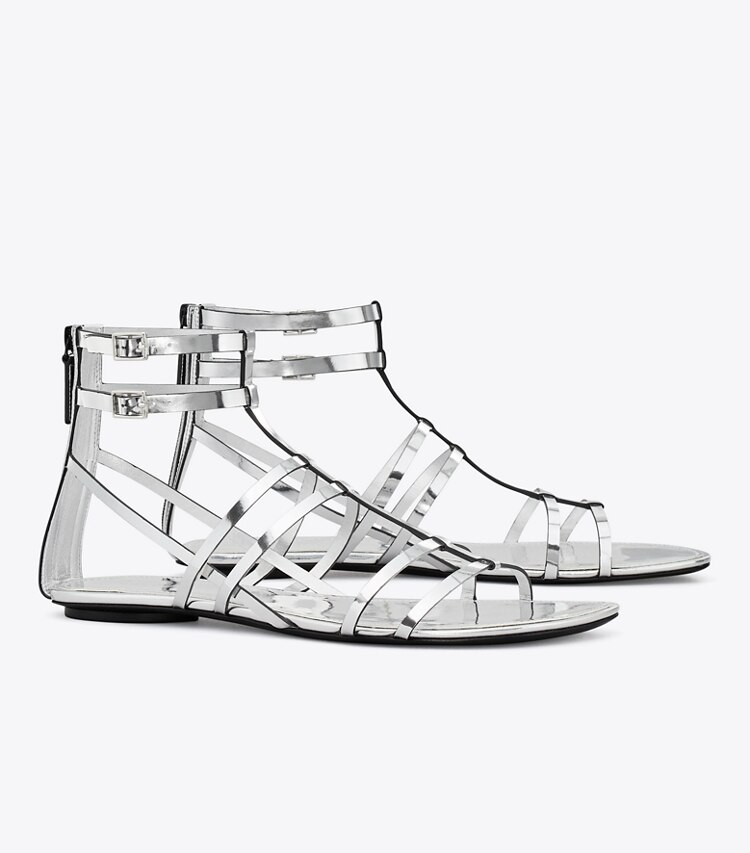 TORY BURCH CAPRI GLADIATOR SANDAL - Argento