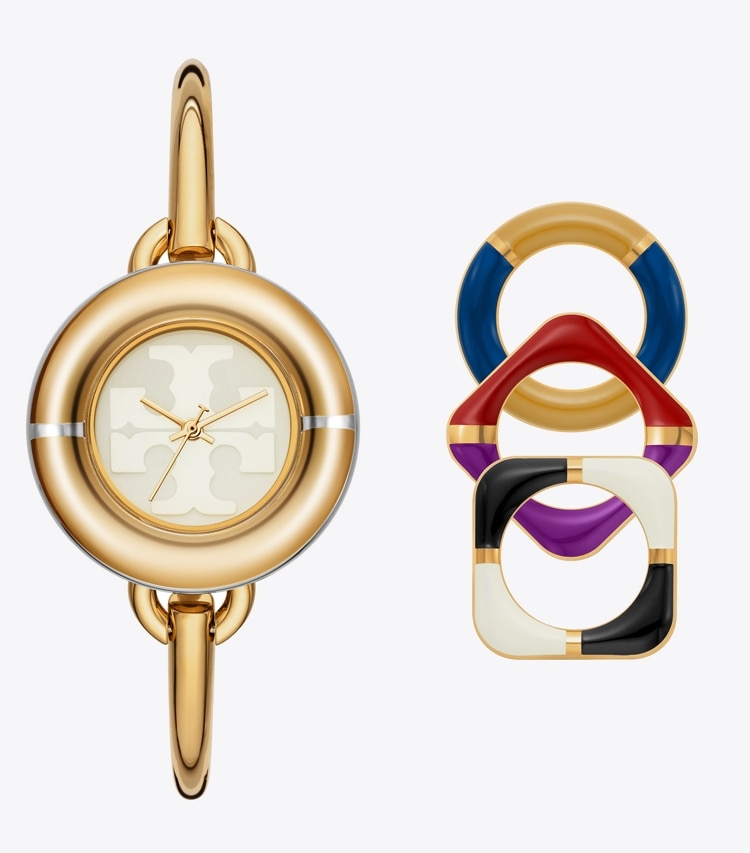 TORY BURCH MILLER WATCH GIFT SET, MULTI-COLOR/GOLD-TONE/STAINLESS STEEL - Ivory/Gold/Multi-Tone