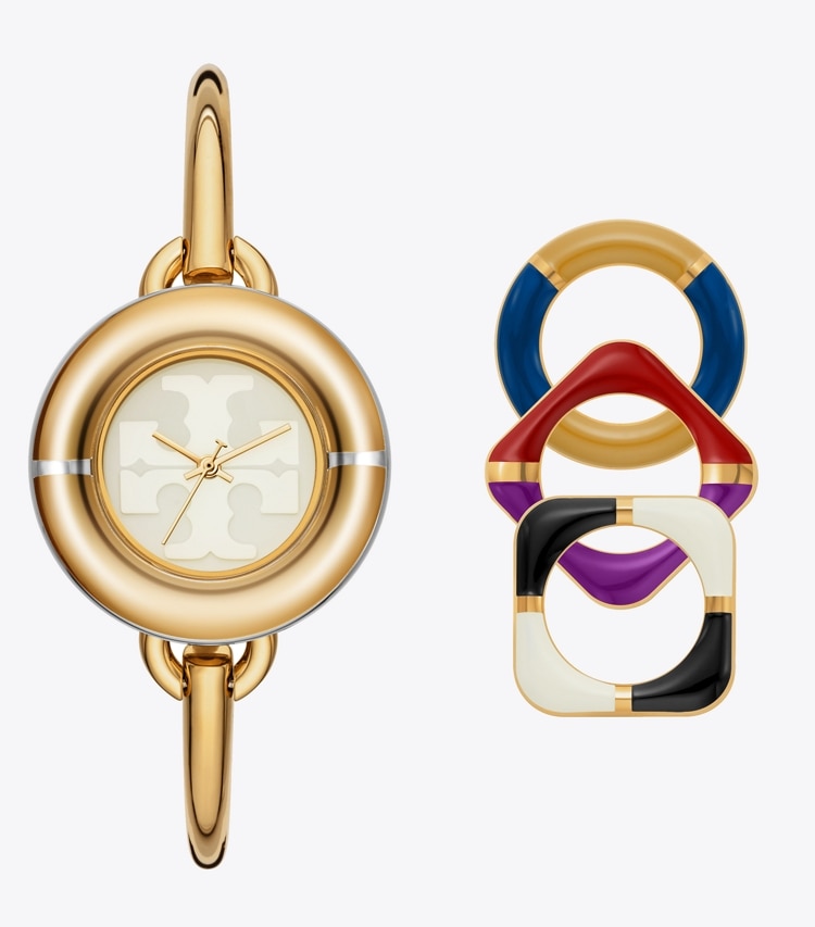 TORY BURCH MILLER WATCH GIFT SET, MULTI-COLOR/GOLD-TONE/STAINLESS STEEL - Ivory/Gold/Multi-Tone