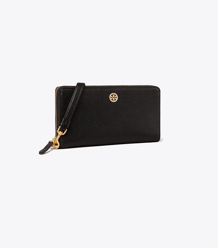 TORY BURCH ROBINSON ZIP CONTINENTAL WALLET - Black