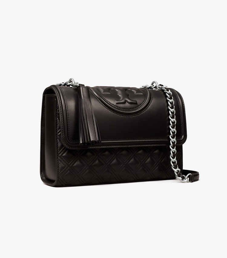 TORY BURCH FLEMING CONVERTIBLE SHOULDER BAG - Black / Silver