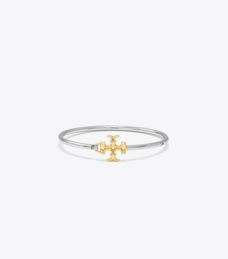 TORY BURCH ELEANOR HINGED CUFF - Tory Silver / Tory Gold - Click Image to Close