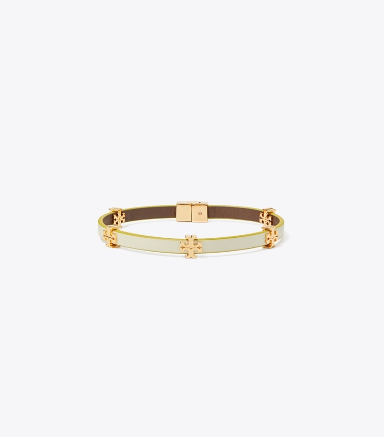 TORY BURCH ELEANOR LEATHER BRACELET - Tory Gold / New Ivory