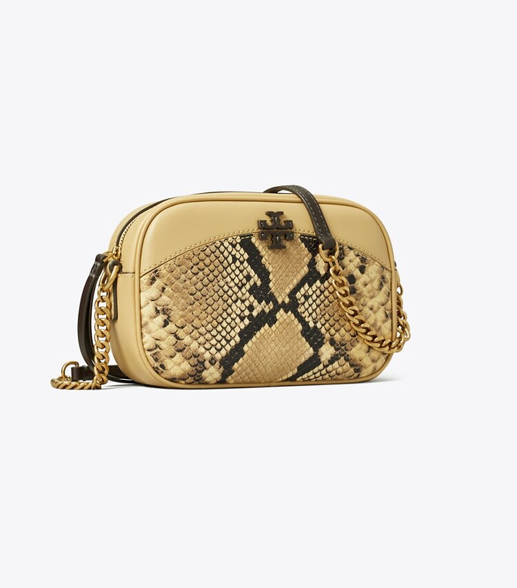 TORY BURCH MCGRAW SNAKE EMBOSSED CAMERA BAG - Sand Drift