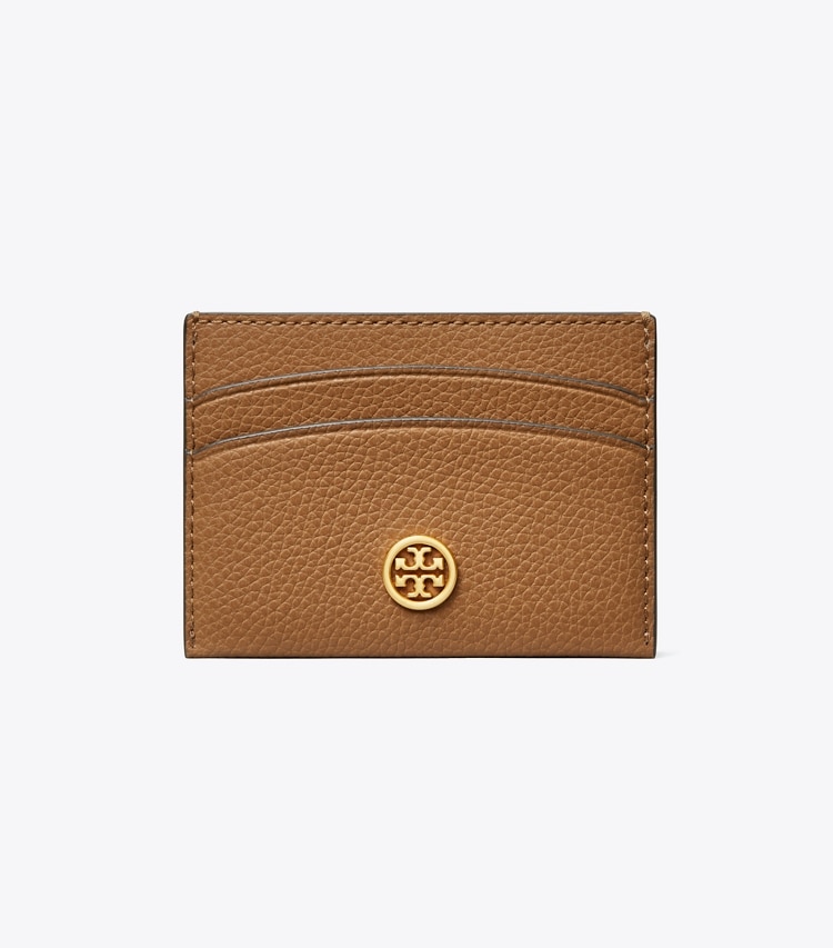 TORY BURCH ROBINSON PEBBLED CARD CASE - Tiger's Eye