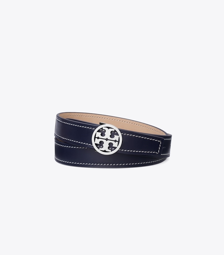 TORY BURCH 1"MILLER BELT - Tory Navy / Silver - Click Image to Close