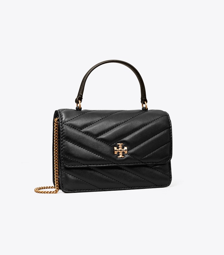 TORY BURCH MINI KIRA CHEVRON TOP HANDLE CHAIN WALLET - Black