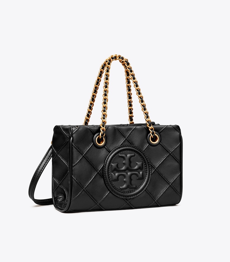 TORY BURCH MINI FLEMING SOFT CHAIN TOTE - Black