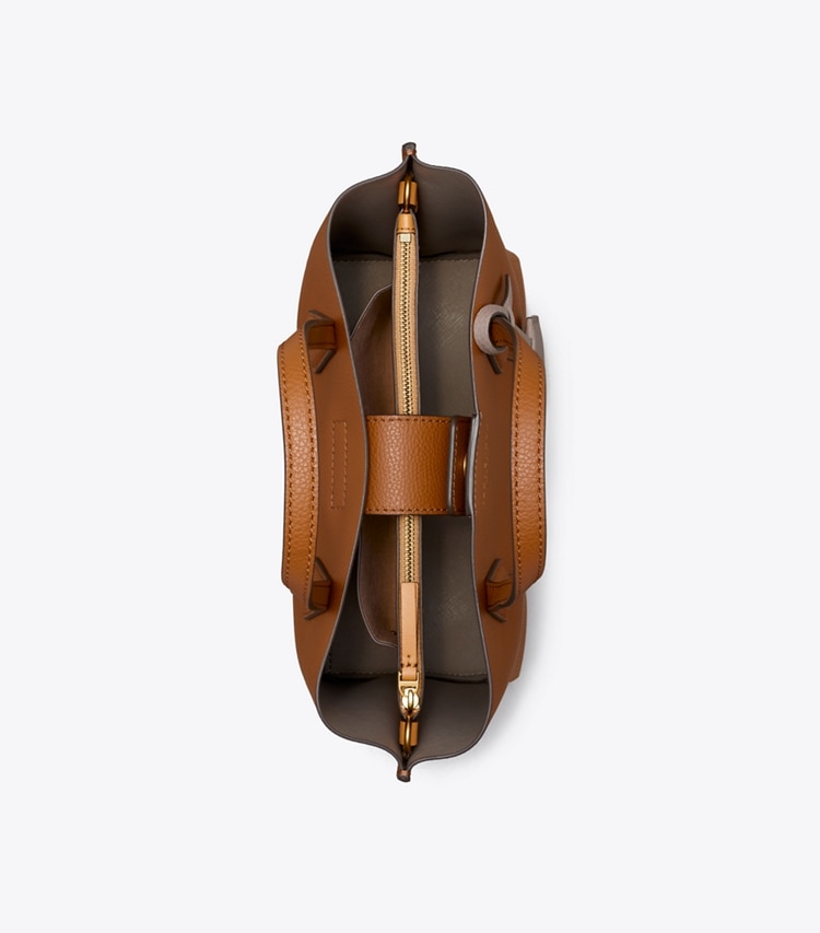 TORY BURCH SMALL PERRY TRIPLE-COMPARTMENT TOTE BAG - Light Umber