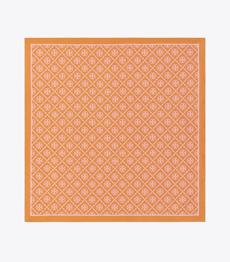 TORY BURCH T MONOGRAM TWO-TONE SCARF - Golden Marigold / Pink