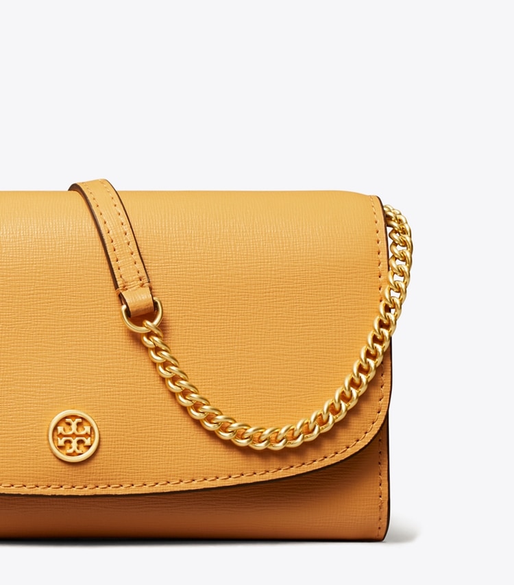 TORY BURCH ROBINSON CHAIN WALLET - English Ochre - Click Image to Close