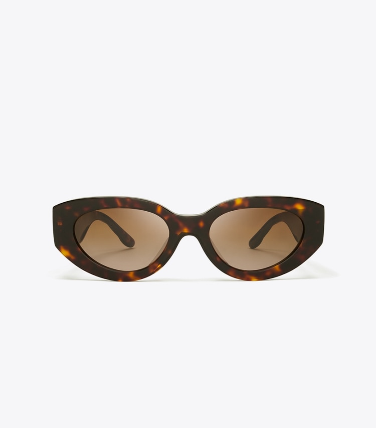 TORY BURCH KIRA CAT-EYE SUNGLASSES - Dark Tortoise/Brown Gradient