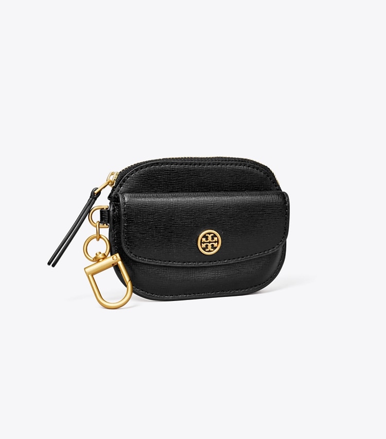 TORY BURCH ROBINSON CARD CASE KEY RING - Black