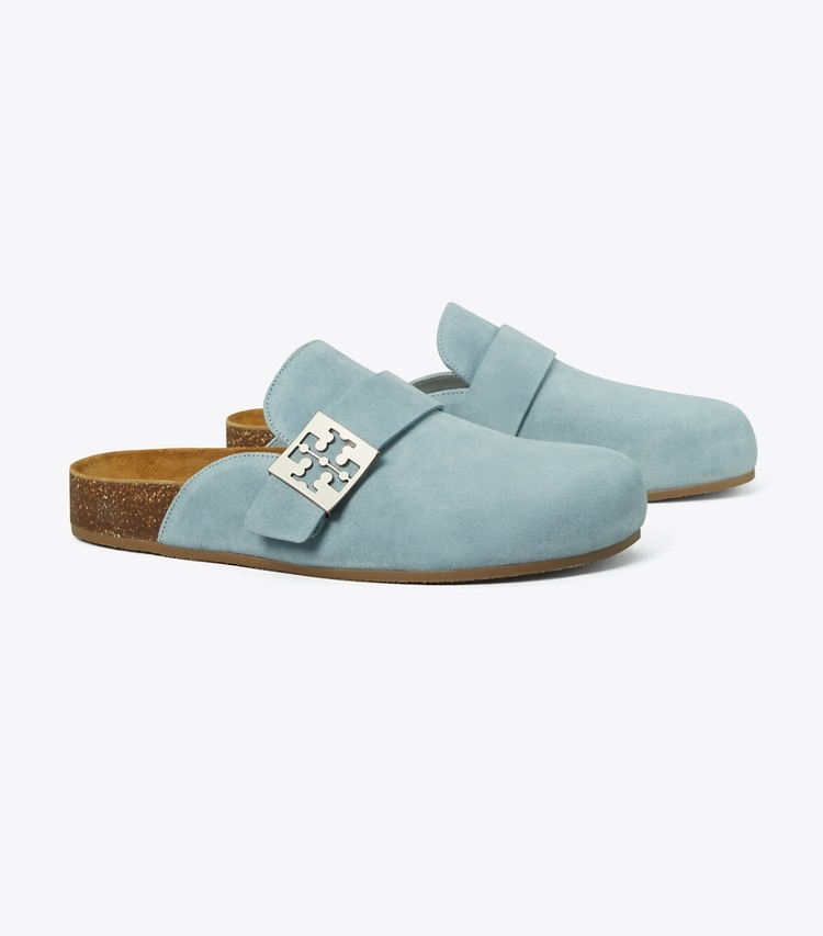 TORY BURCH SUEDE MELLOW MULE - Light Steel Blue