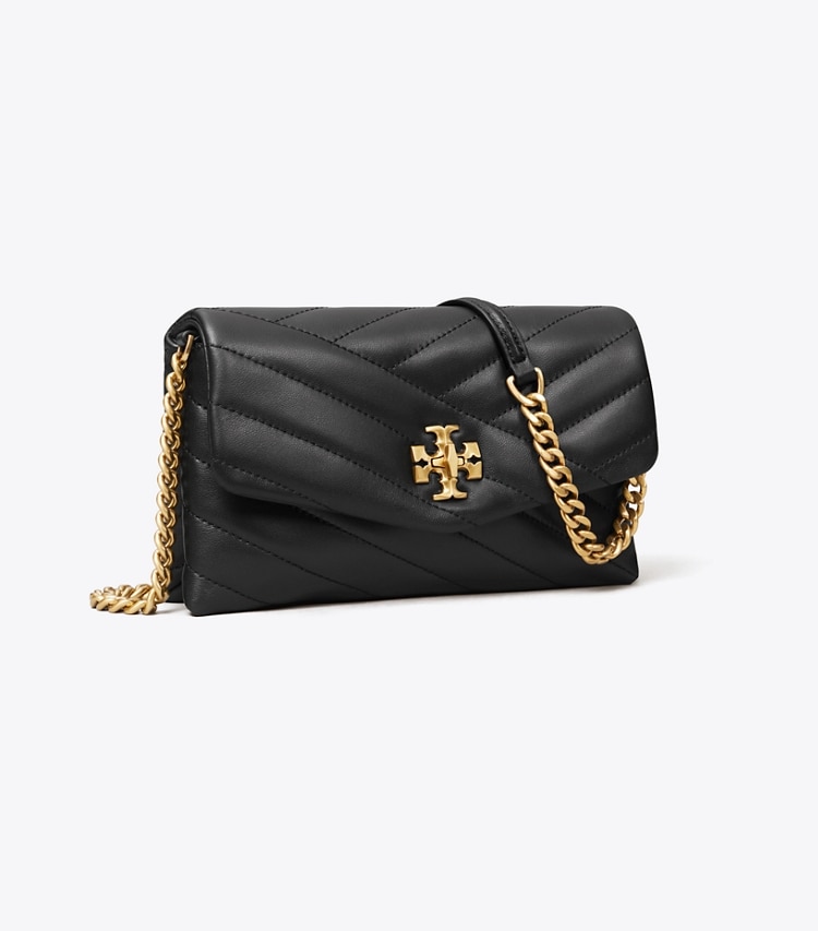 TORY BURCH KIRA CHEVRON CHAIN WALLET - Black