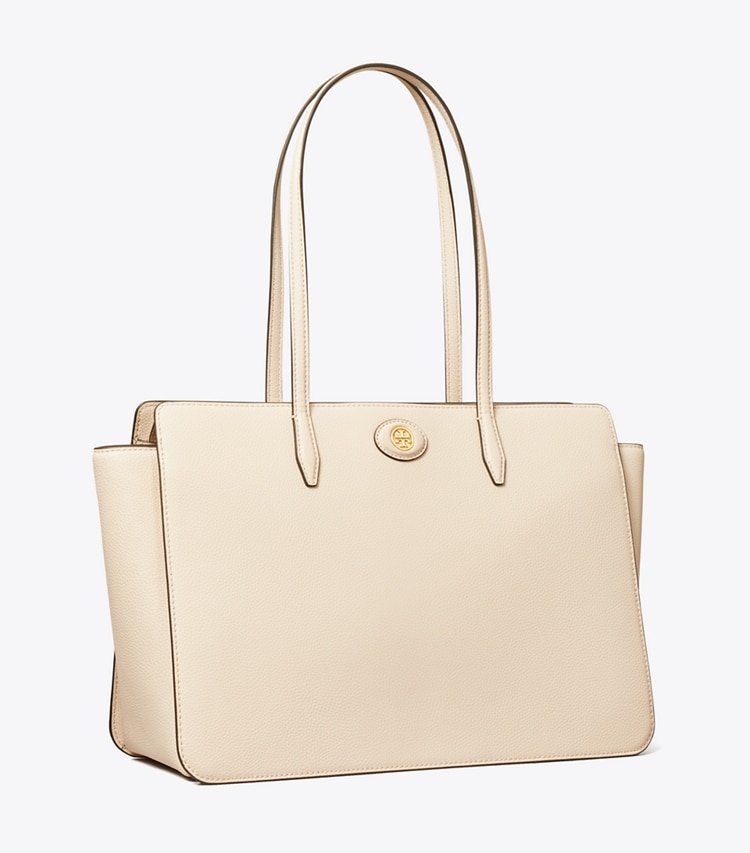 TORY BURCH ROBINSON PEBBLED TOTE - New Cream