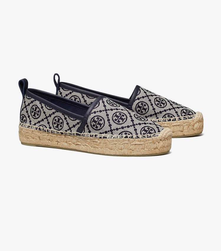 TORY BURCH T MONOGRAM PLATFORM ESPADRILLE - Navy Logo Jacquard / Perfect Navy - Click Image to Close