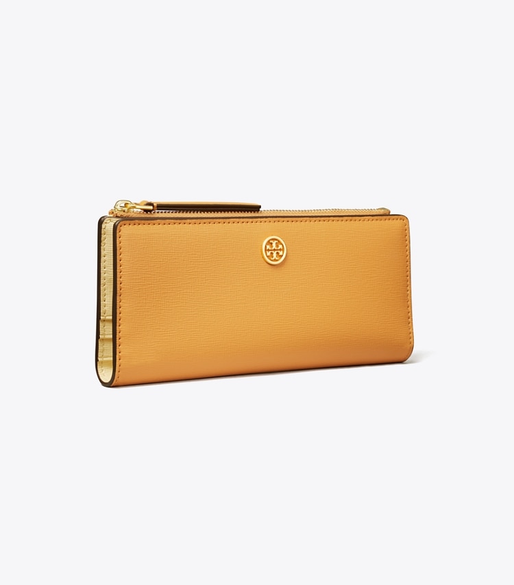 TORY BURCH ROBINSON ZIP SLIM WALLET - English Ochre