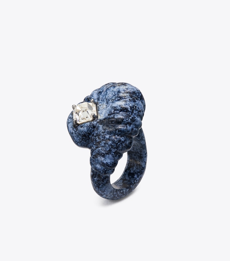 TORY BURCH CARVED SEMI-PRECIOUS RING - Blue