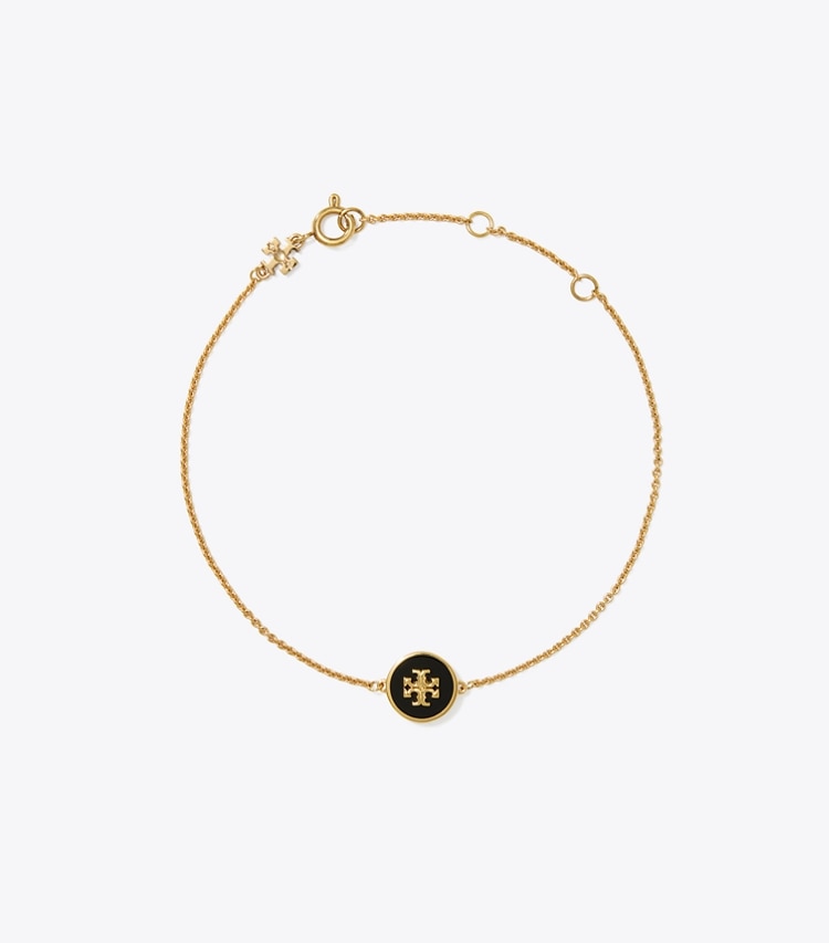 TORY BURCH KIRA ENAMEL CHAIN BRACELET - Tory Gold / Black