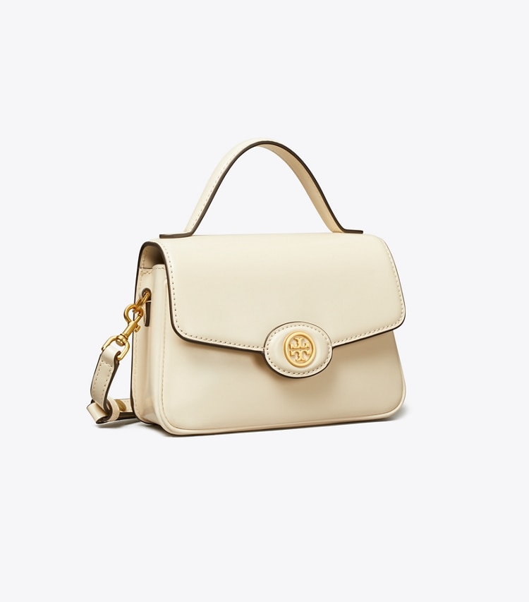 TORY BURCH SMALL ROBINSON SPAZZOLATO TOP-HANDLE BAG - Light Cream