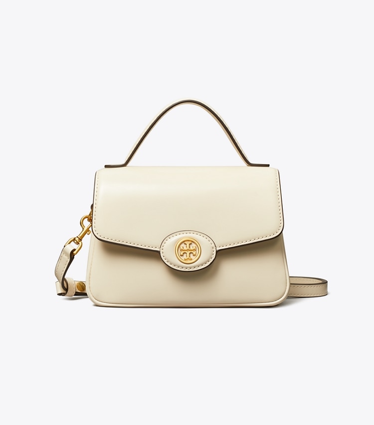 TORY BURCH SMALL ROBINSON SPAZZOLATO TOP-HANDLE BAG - Light Cream