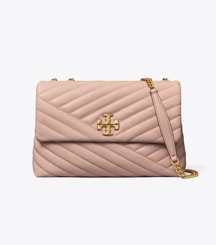 TORY BURCH KIRA CHEVRON CONVERTIBLE SHOULDER BAG - Devon Sand - Click Image to Close