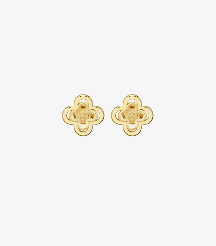 TORY BURCH KIRA CLOVER STACKED STUD - Tory Gold