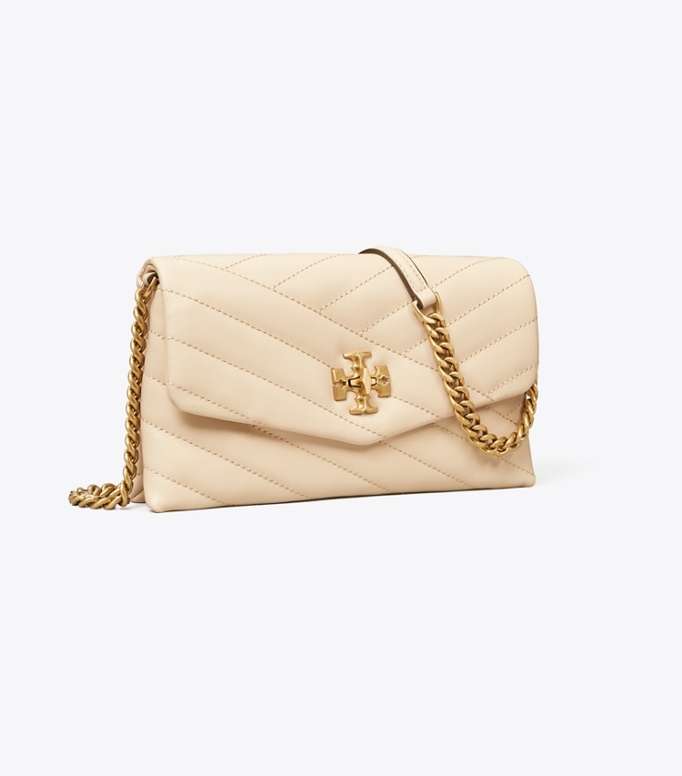 TORY BURCH KIRA CHEVRON CHAIN WALLET - New Cream