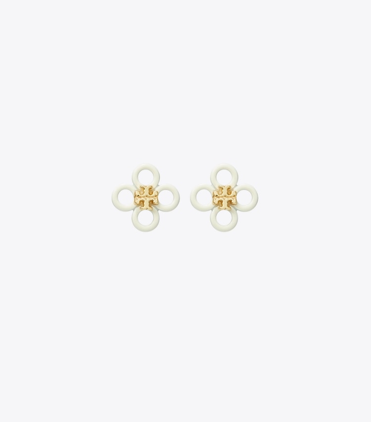 TORY BURCH SMALL KIRA CLOVER STUD - Tory Gold / New Ivory