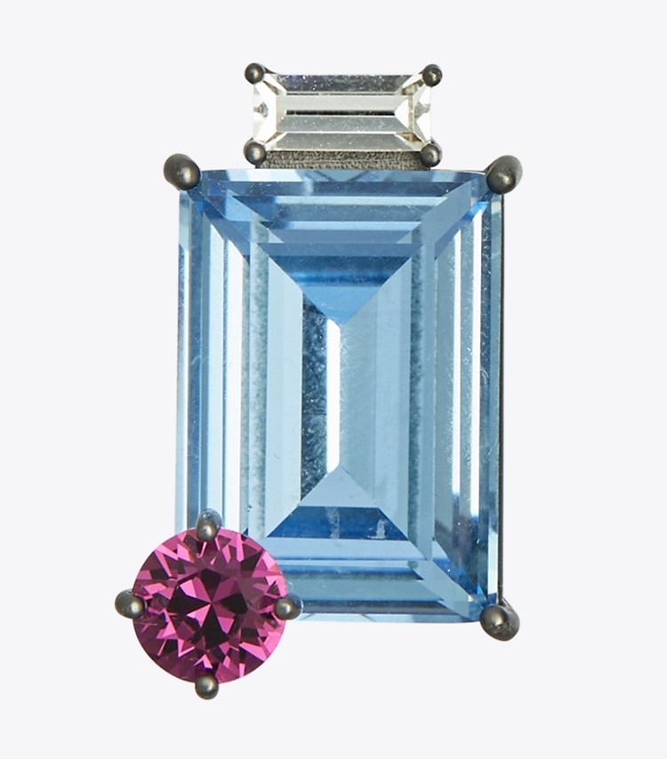 TORY BURCH CRYSTAL STUD EARRING - Sapphire Blue